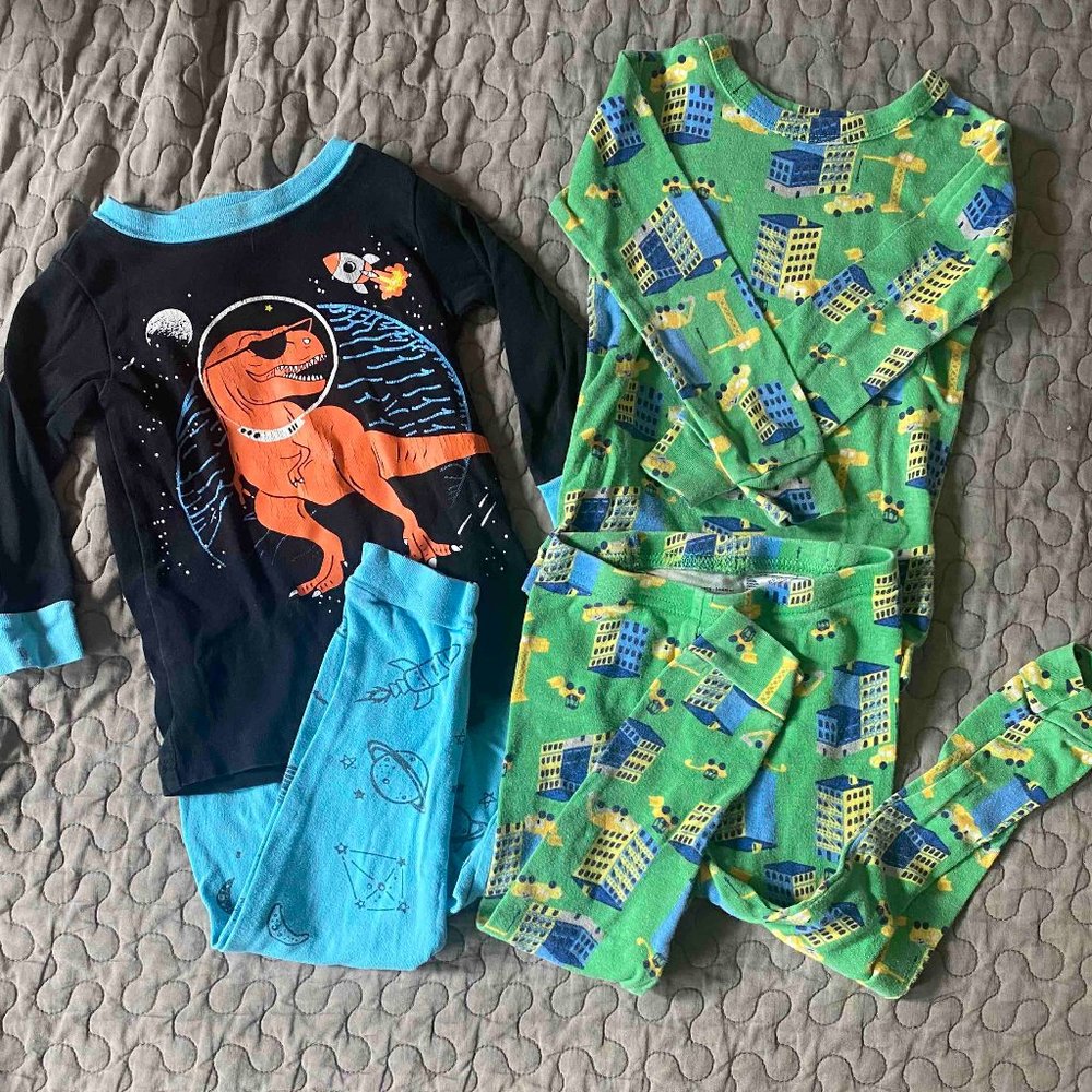 2T Pajama Lot 2 pairs long sleeve pants Multi Print Unisex